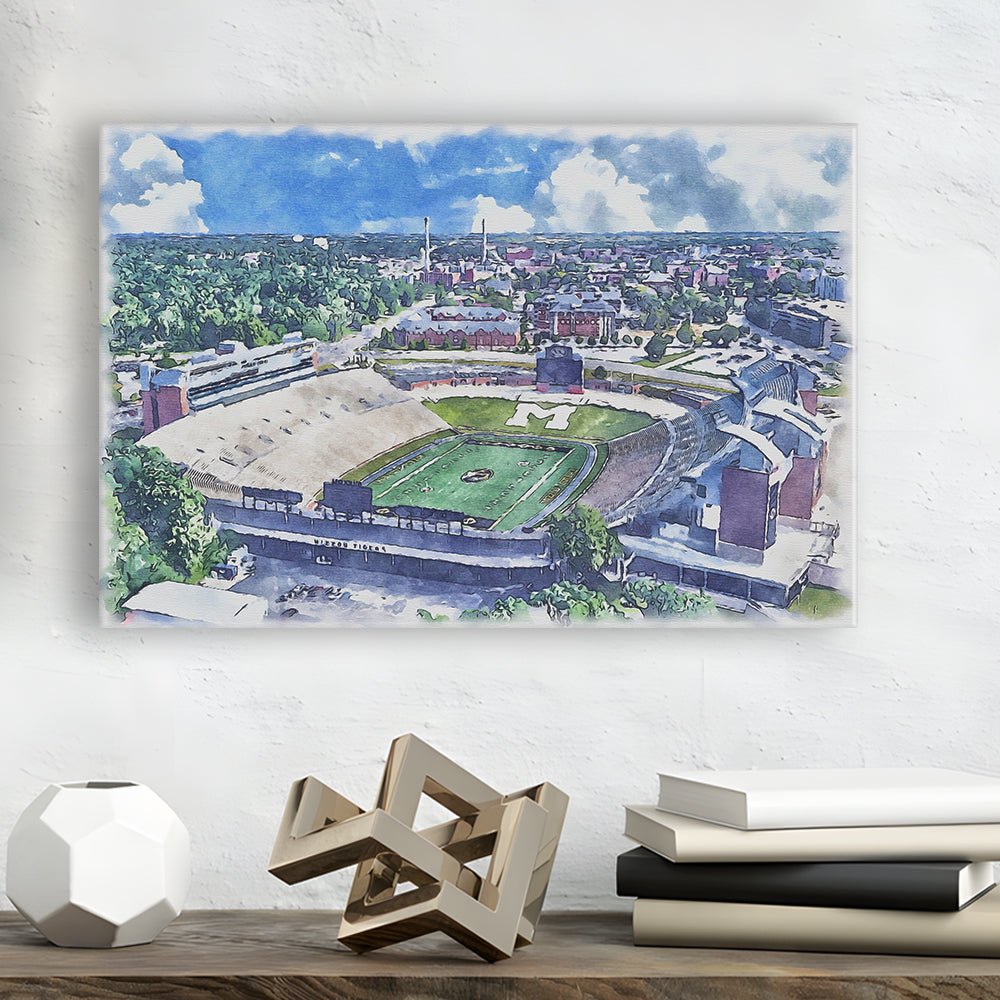 Faurot Field WaterColor, Columbia Missouri Watercolor, Sport Art, Gifts for him, Canvas Print Wall Art