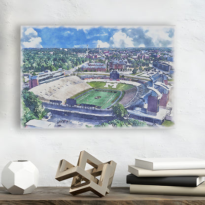 Faurot Field WaterColor, Columbia Missouri Watercolor, Sport Art, Gifts for him, Canvas Print Wall Art