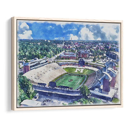 Faurot Field WaterColor, Columbia Missouri Watercolor, Sport Gift Art, Framed Canvas Print Wall Art