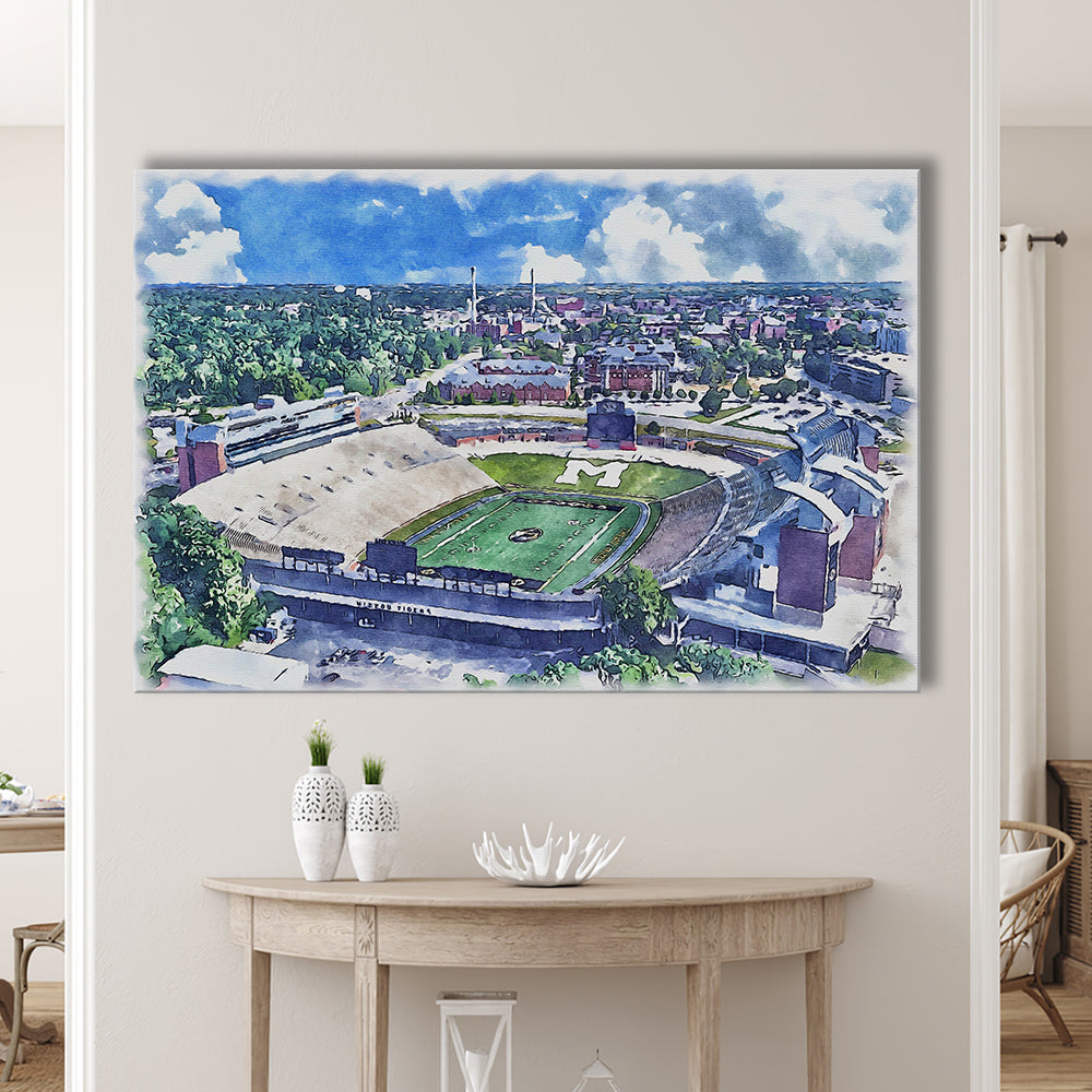 Faurot Field WaterColor, Columbia Missouri Watercolor, Sport Art, Gifts for him, Canvas Print Wall Art