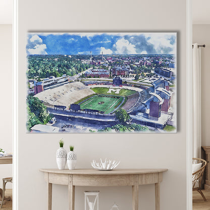 Faurot Field WaterColor, Columbia Missouri Watercolor, Sport Art, Gifts for him, Canvas Print Wall Art