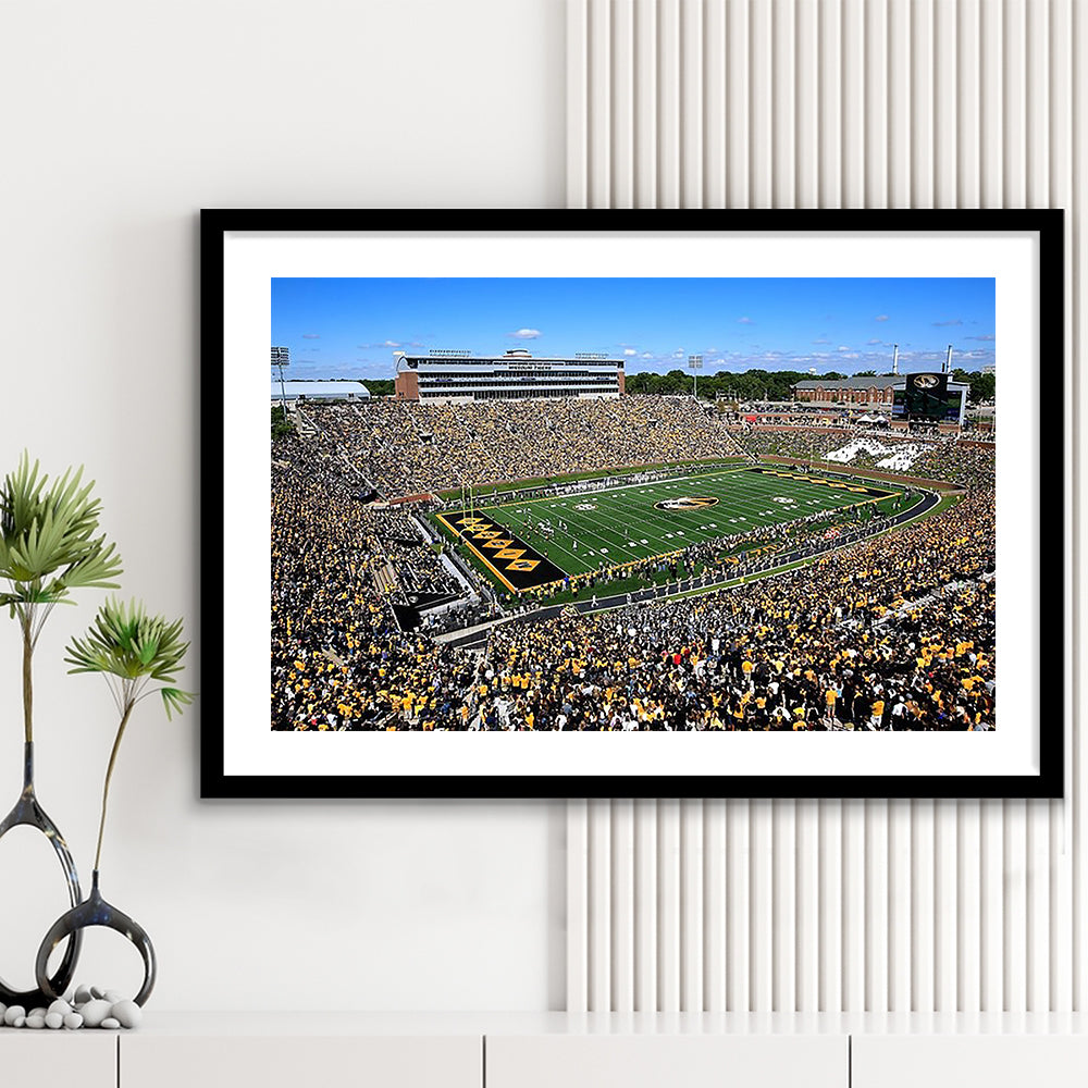Faurot field at Memorial Stadium, Stadium Canvas, Sport Art, Gift for him, White Border Framed Art Print Wall Decor