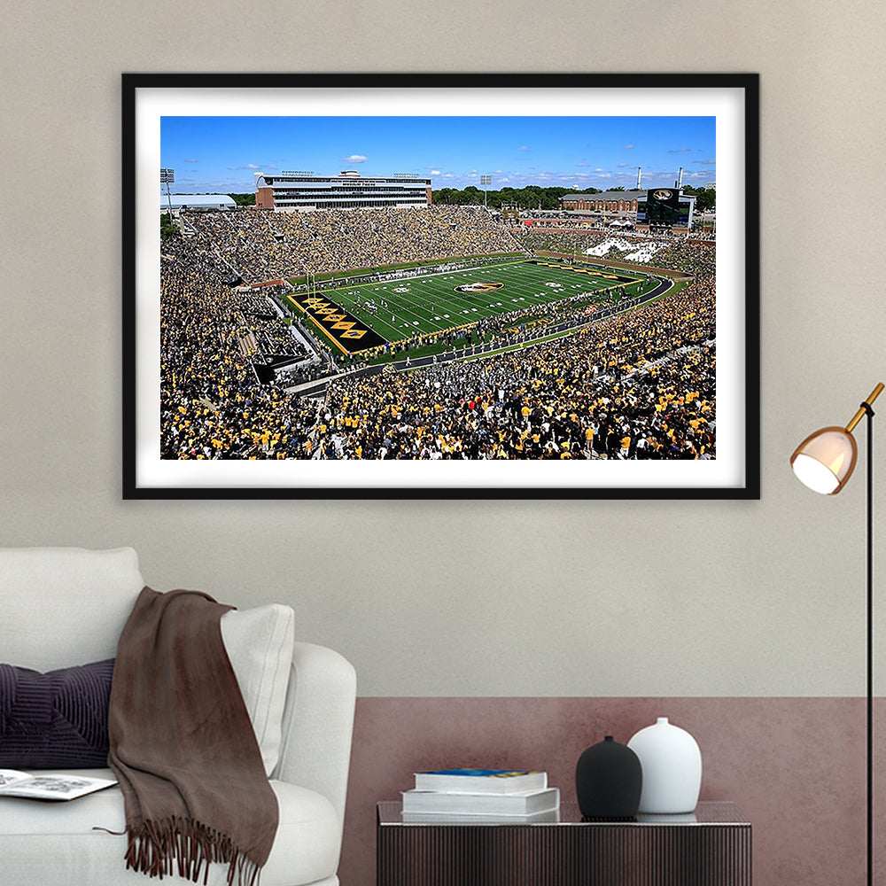 Faurot field at Memorial Stadium, Stadium Canvas, Sport Art, Gift for him, White Border Framed Art Print Wall Decor