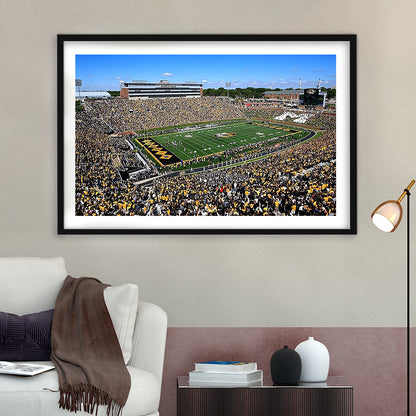 Faurot field at Memorial Stadium, Stadium Canvas, Sport Art, Gift for him, White Border Framed Art Print Wall Decor