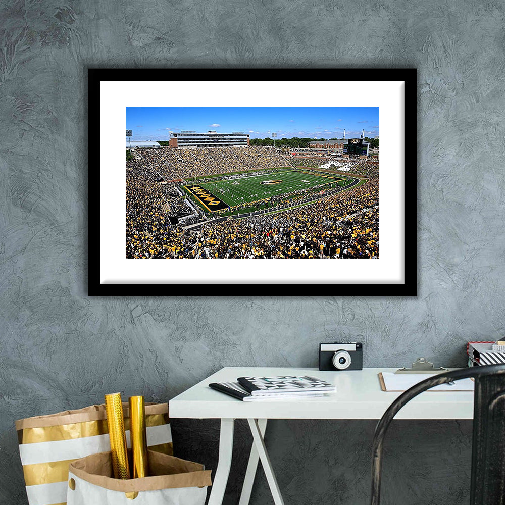 Faurot field at Memorial Stadium, Stadium Canvas, Sport Art, Gift for him, White Border Framed Art Print Wall Decor