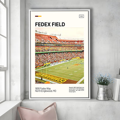FedExField Print, Washington Commanders Stadium Canvas Art, Man Cave Gift, Floating Framed Canvas Print Wall Art