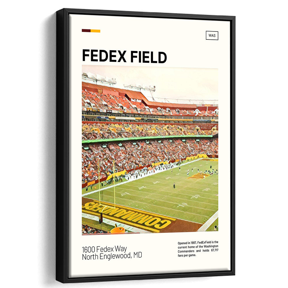 FedExField Print, Washington Commanders Stadium Canvas Art, Man Cave Gift, Floating Framed Canvas Print Wall Art