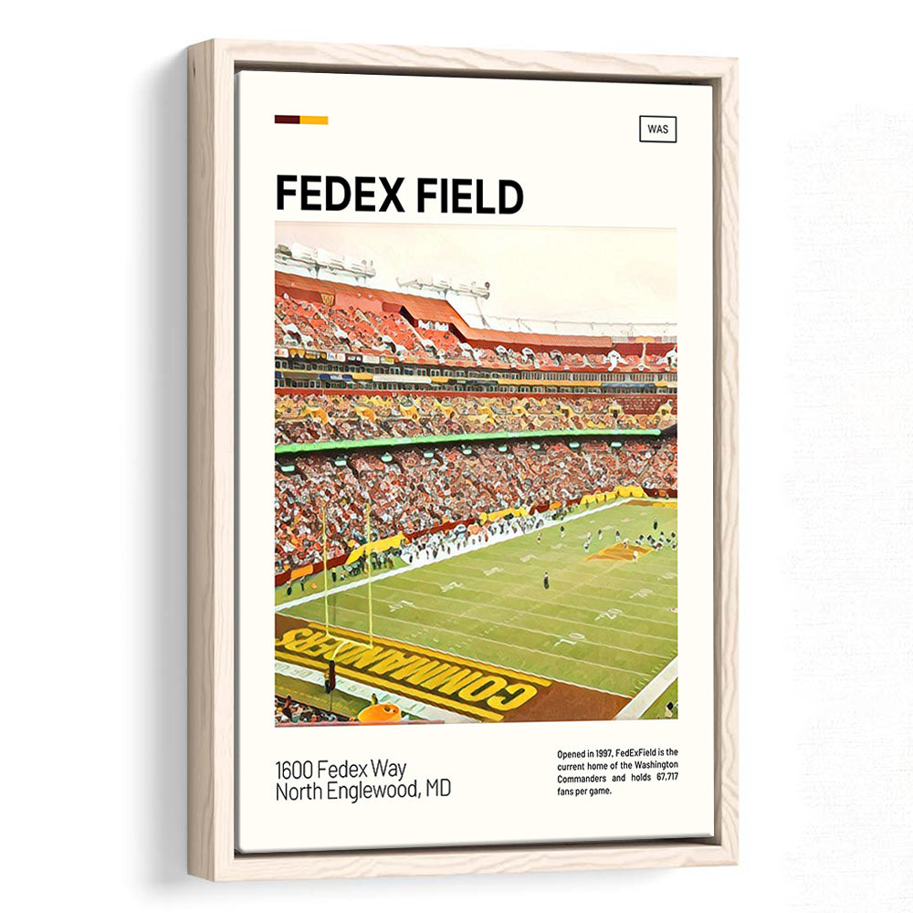 FedExField Print, Washington Commanders Stadium Canvas Art, Man Cave Gift, Floating Framed Canvas Print Wall Art