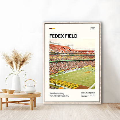 FedExField Print, Washington Commanders Stadium Canvas Art, Man Cave Gift, Floating Framed Canvas Print Wall Art