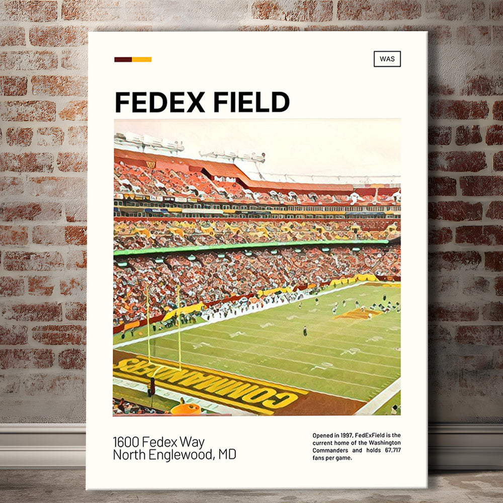 FedExField Print, Washington Commanders Stadium Canvas Art, Fan Gifts, Sport Art, Canvas Print Wall Art