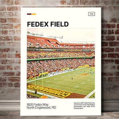 FedExField Print, Washington Commanders Stadium Canvas Art, Fan Gifts, Sport Art, Canvas Print Wall Art