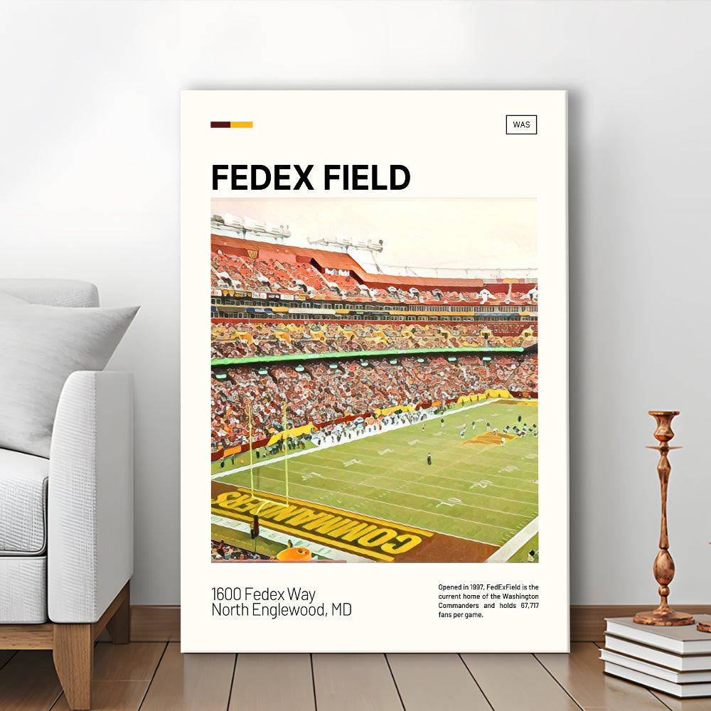 FedExField Print, Washington Commanders Stadium Canvas Art, Fan Gifts, Sport Art, Canvas Print Wall Art