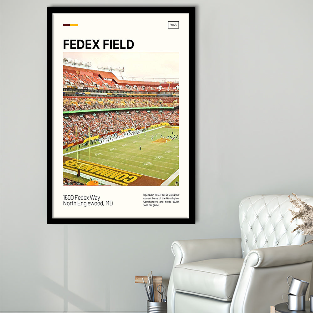 FedExField Print, Washington Commanders Stadium Art, Gifts for him, Sport Art, Framed Art Print Wall Decor