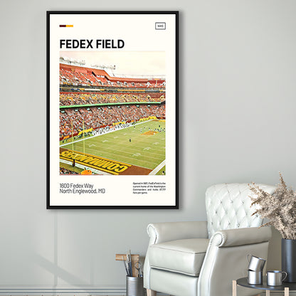 FedExField Print, Washington Commanders Stadium Canvas Art, Man Cave Gift, Floating Framed Canvas Print Wall Art