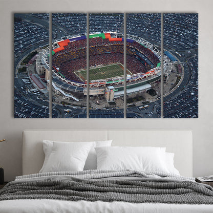 Fedex Field Aerial View, Stadium Canvas, Sport Art, 5 Panel B, Extra Large Canvas, Canvas Print Wall Art