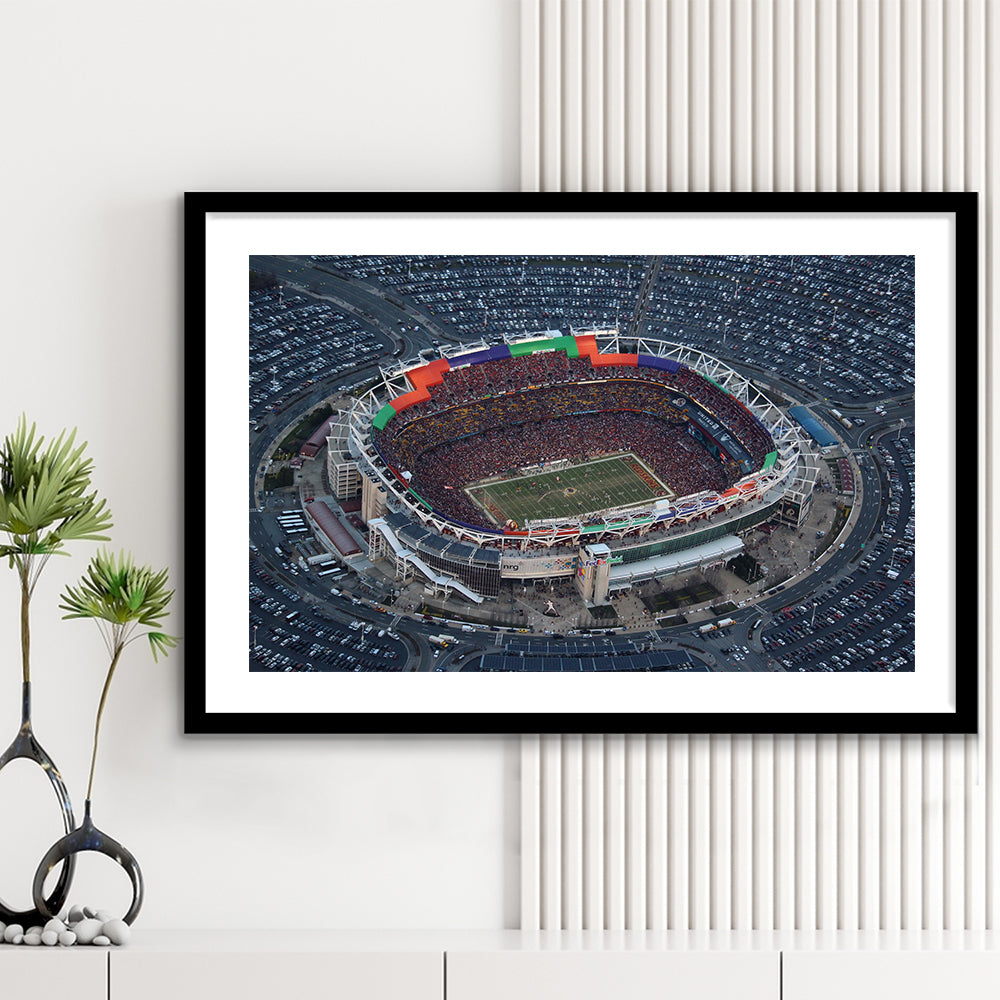 Fedex Field Aerial View, Stadium Canvas, Sport Art, Gift for him, White Border Framed Art Print Wall Decor