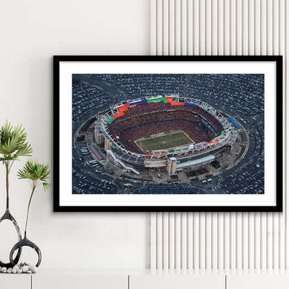 Fedex Field Aerial View, Stadium Canvas, Sport Art, Gift for him, White Border Framed Art Print Wall Decor