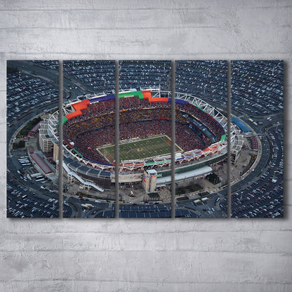 Fedex Field Aerial View, Stadium Canvas, Sport Art, 5 Panel B, Extra Large Canvas, Canvas Print Wall Art