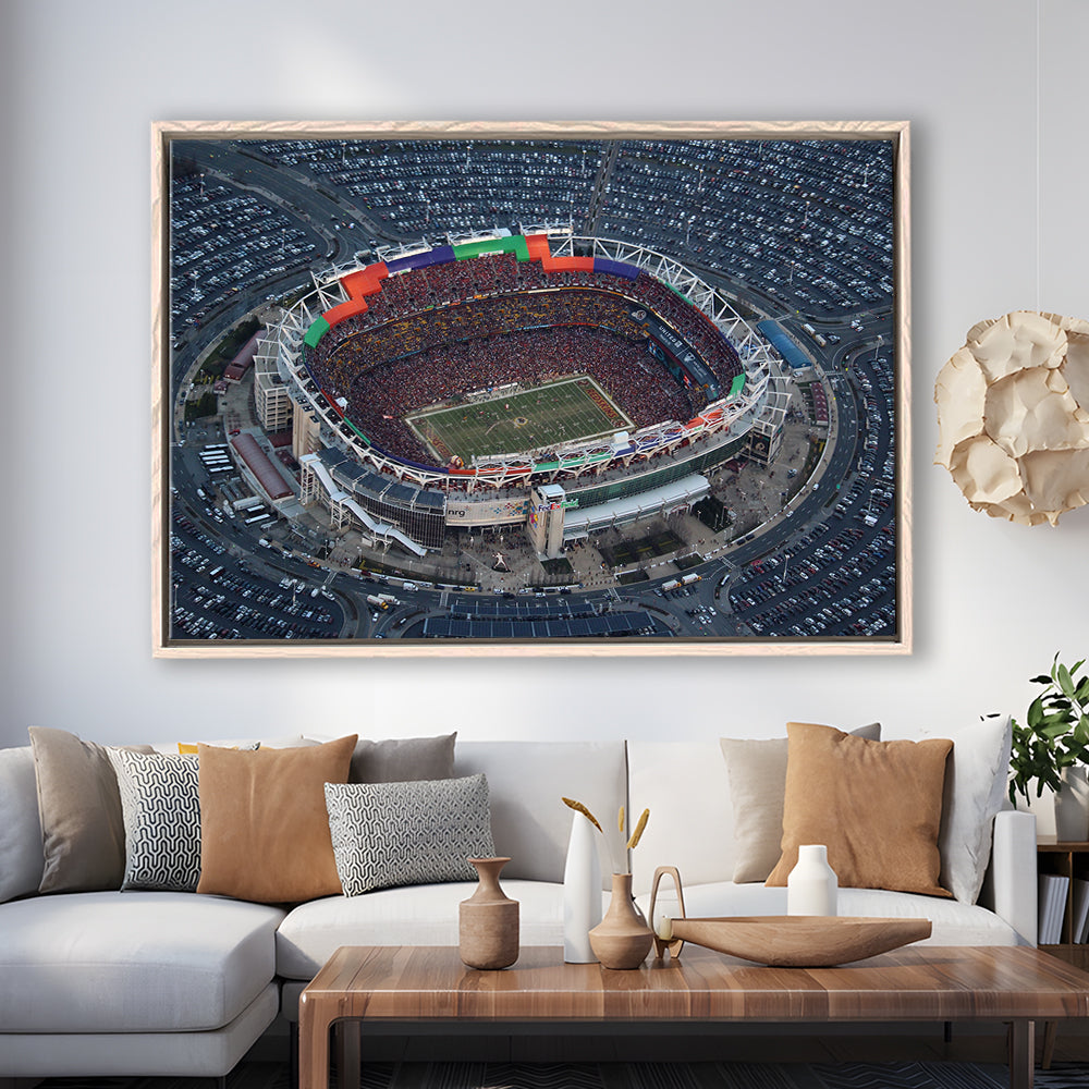 Fedex Field Aerial View, Stadium Canvas, Sport Art, Framed Canvas Print Wall Art, Floating Frame