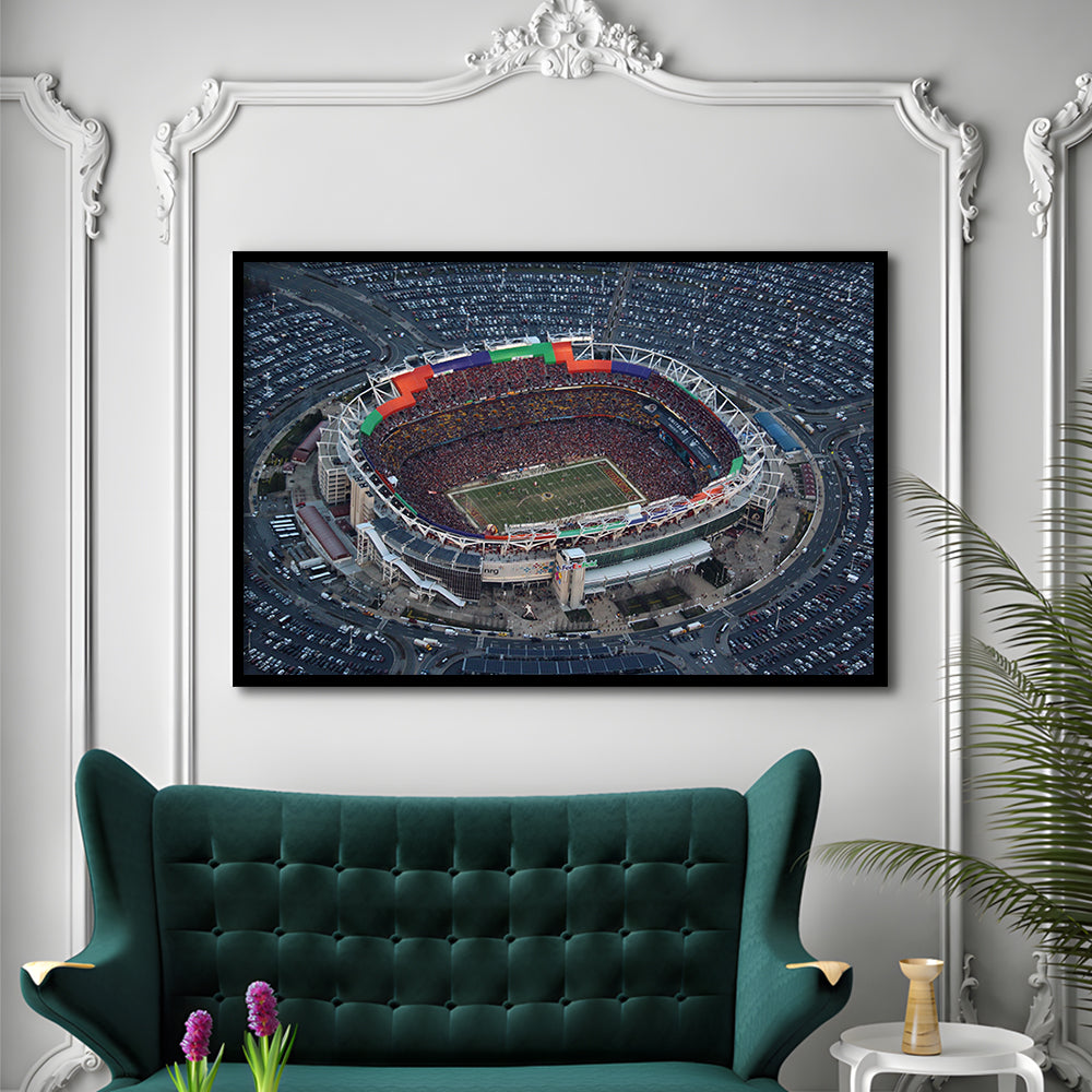 Fedex Field Aerial View, Stadium Canvas, Sport Art, Gift for him, Framed Art Print Wall Decor, Picture Framed