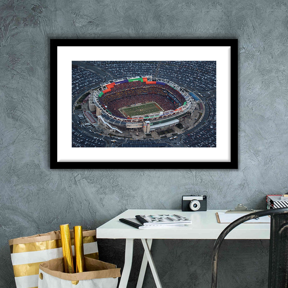 Fedex Field Aerial View, Stadium Canvas, Sport Art, Gift for him, White Border Framed Art Print Wall Decor