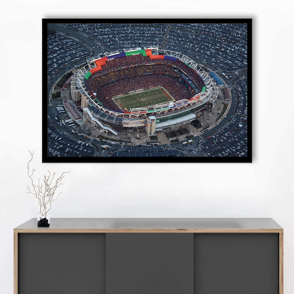 Fedex Field Aerial View, Stadium Canvas, Sport Art, Gift for him, Framed Art Print Wall Decor, Picture Framed