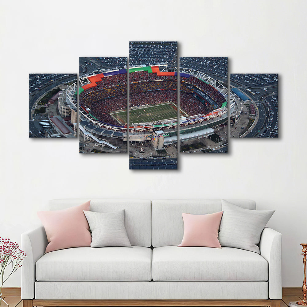 Fedex Field Aerial View, Stadium Canvas, Sport Art, Gift for him, 5 Panel, Large Canvas, Canvas Print Wall Art