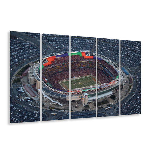Fedex Field Aerial View, Stadium Canvas, Sport Art, 5 Panel B, Extra Large Canvas, Canvas Print Wall Art