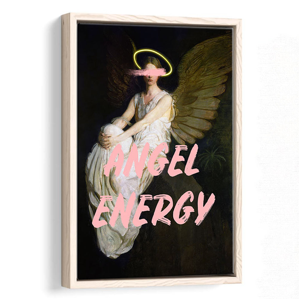 Feminine Angel Energy Print, Pink Wall Print, Floating Framed Canvas Art Print,, Framed Canvas Prints Wall Art