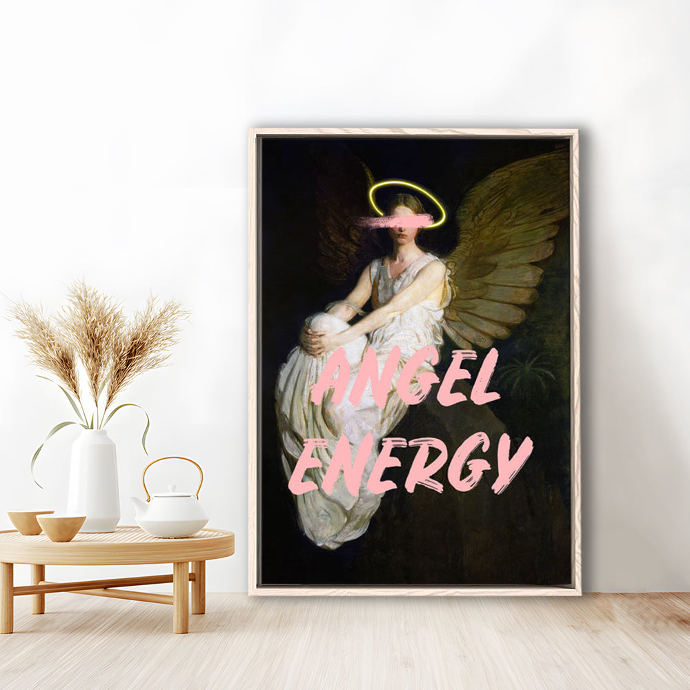 Feminine Angel Energy Print, Pink Wall Print, Floating Framed Canvas Art Print,, Framed Canvas Prints Wall Art