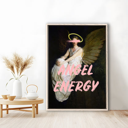 Feminine Angel Energy Print, Pink Wall Print, Floating Framed Canvas Art Print,, Framed Canvas Prints Wall Art
