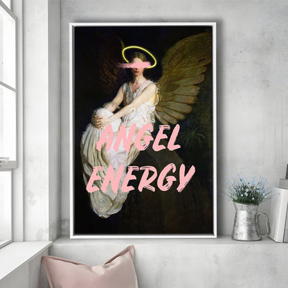 Feminine Angel Energy Print, Pink Wall Print, Floating Framed Canvas Art Print,, Framed Canvas Prints Wall Art