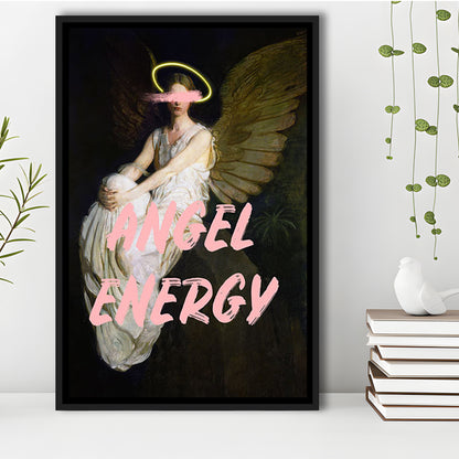 Feminine Angel Energy Print, Pink Wall Print, Floating Framed Canvas Art Print,, Framed Canvas Prints Wall Art