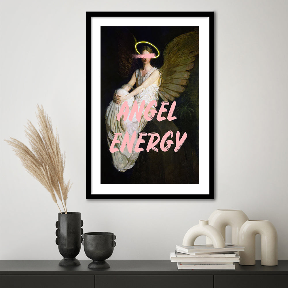 Feminine Angel Energy Print, Pink Wall Print, Framed Picture Print, Framed Art Prints White Border Wall Decor