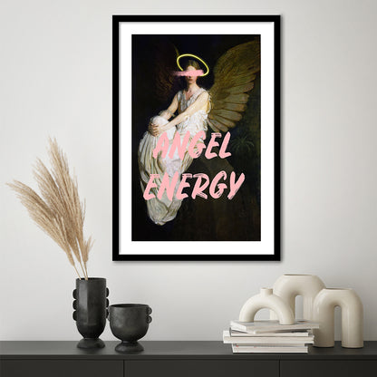 Feminine Angel Energy Print, Pink Wall Print, Framed Picture Print, Framed Art Prints White Border Wall Decor