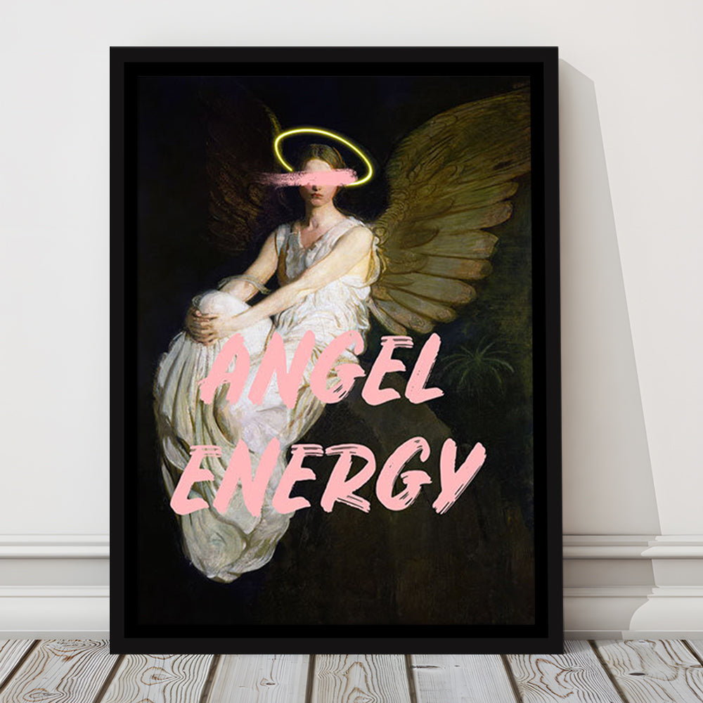 Feminine Angel Energy Print, Pink Wall Print, Floating Framed Canvas Art Print,, Framed Canvas Prints Wall Art