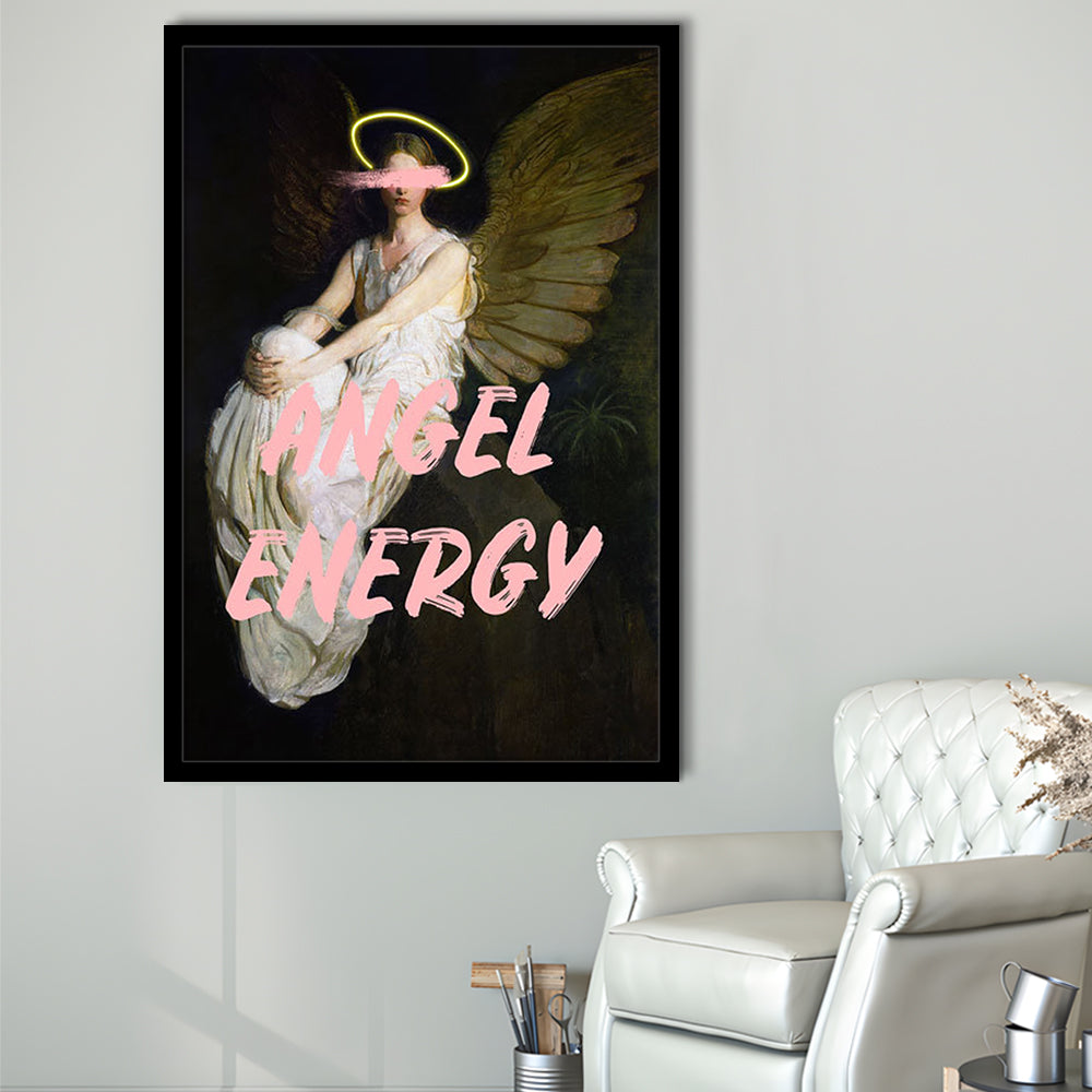 Feminine Angel Energy Print, Pink Wall Print, Framed Picture Print,, Framed Art Prints Wall Decor