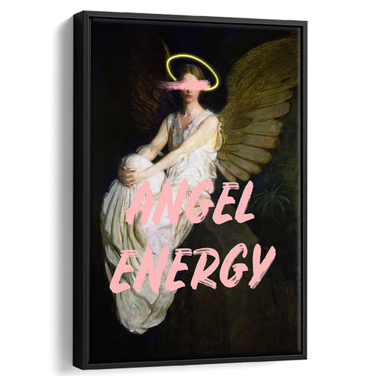 Feminine Angel Energy Print, Pink Wall Print, Floating Framed Canvas Art Print,, Framed Canvas Prints Wall Art
