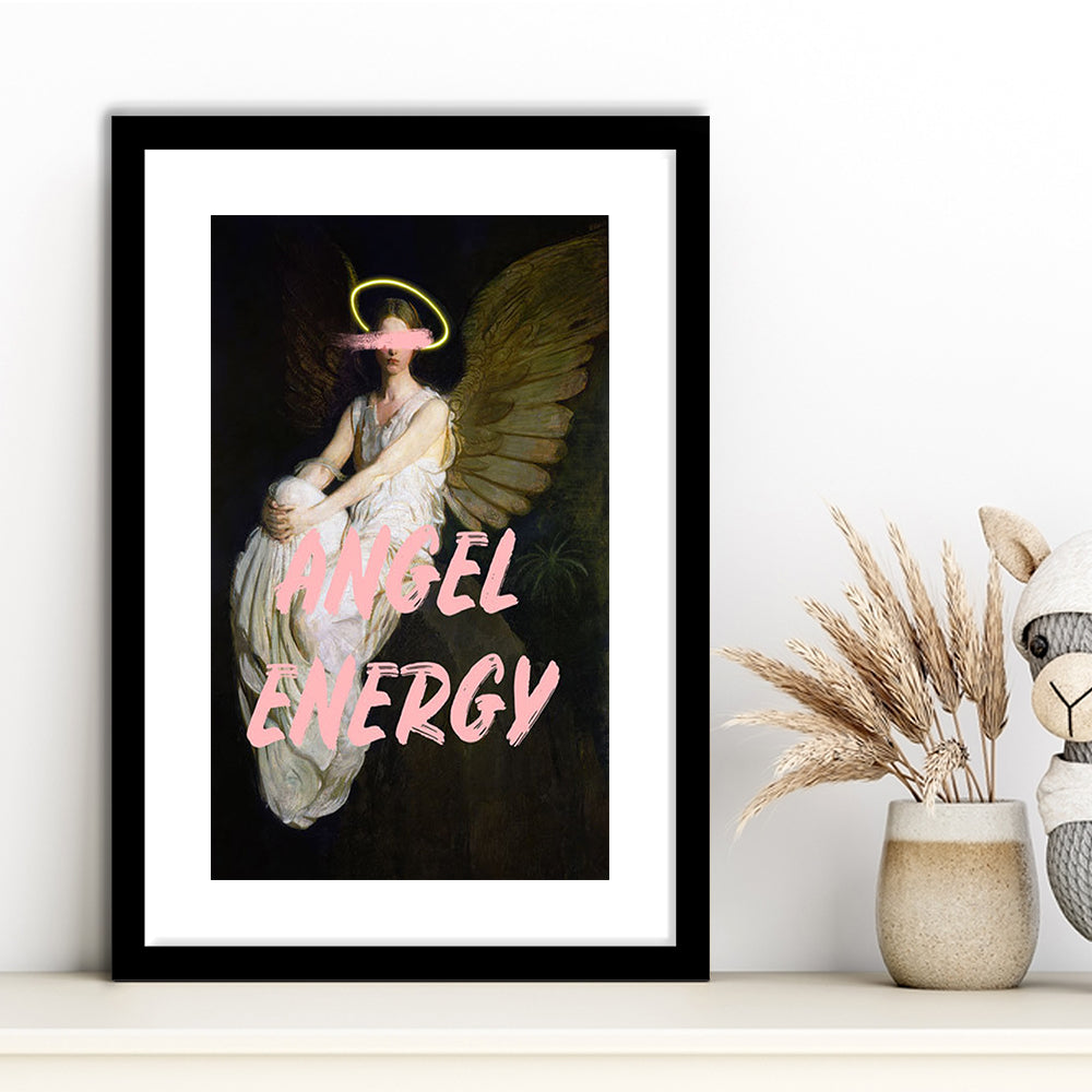 Feminine Angel Energy Print, Pink Wall Print, Framed Picture Print, Framed Art Prints White Border Wall Decor