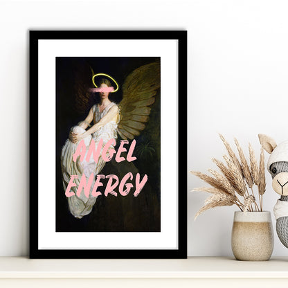 Feminine Angel Energy Print, Pink Wall Print, Framed Picture Print, Framed Art Prints White Border Wall Decor