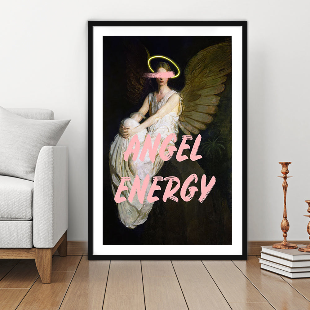 Feminine Angel Energy Print, Pink Wall Print, Framed Picture Print, Framed Art Prints White Border Wall Decor