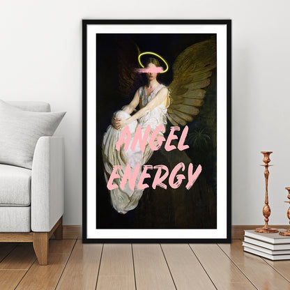 Feminine Angel Energy Print, Pink Wall Print, Framed Picture Print, Framed Art Prints White Border Wall Decor