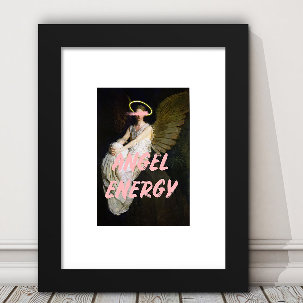 Feminine Angel Energy Print, Pink Wall Print, Framed Picture Print, Framed Art Prints White Border Wall Decor