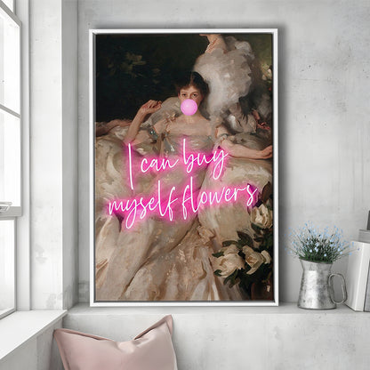 Feminist Altered Wall Art Print, Altered Art,Neon Print, Framed Canvas Prints Wall Art