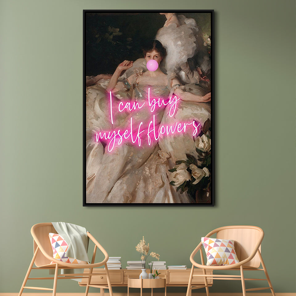 Feminist Altered Wall Art Print, Altered Art,Neon Print, Framed Canvas Prints Wall Art