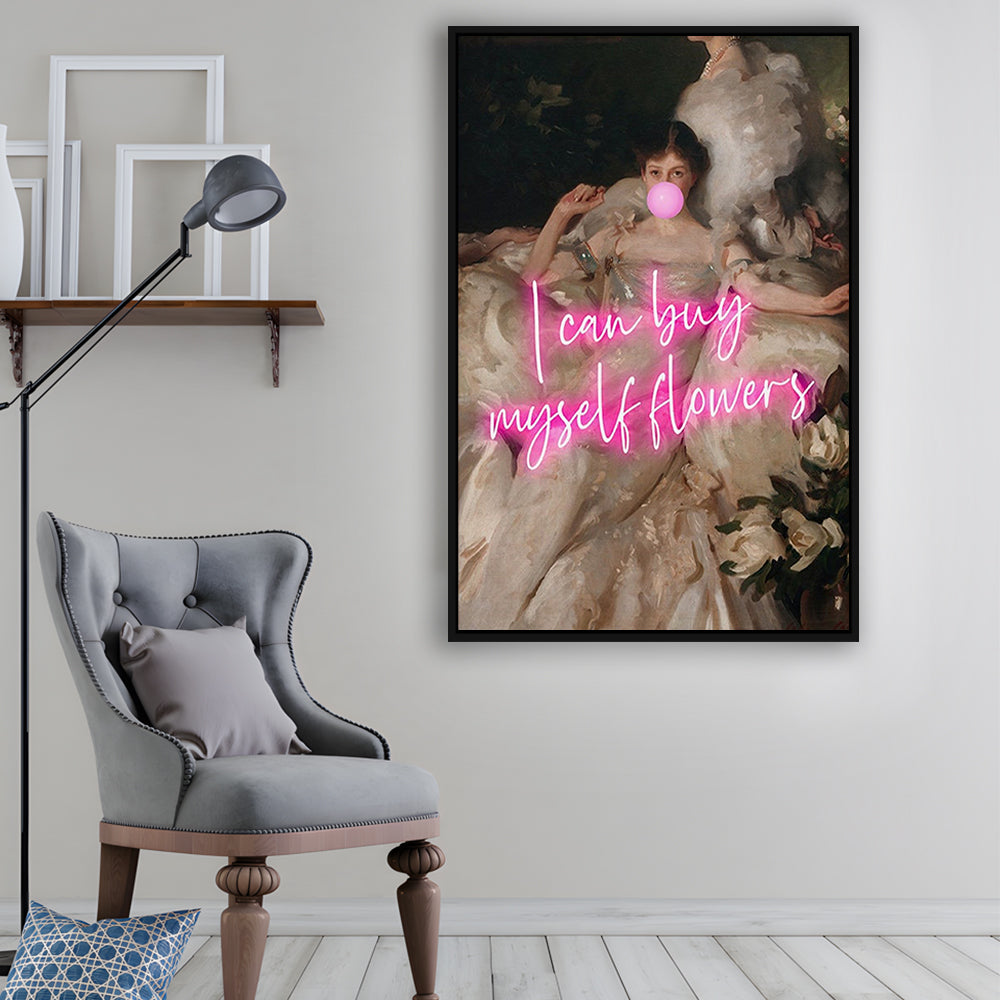 Feminist Altered Wall Art Print, Altered Art,Neon Print, Framed Canvas Prints Wall Art