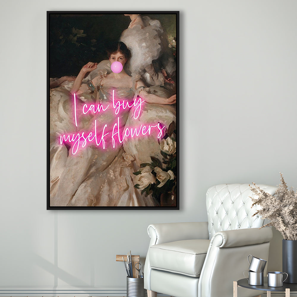 Feminist Altered Wall Art Print, Altered Art,Neon Print, Framed Canvas Prints Wall Art