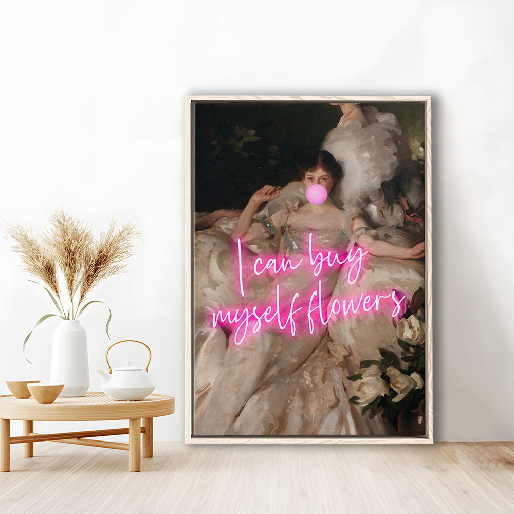 Feminist Altered Wall Art Print, Altered Art,Neon Print, Framed Canvas Prints Wall Art