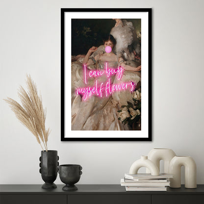 Feminist Altered Wall Art Print, Altered Art,Neon Print, Framed Art Prints White Border Wall Decor