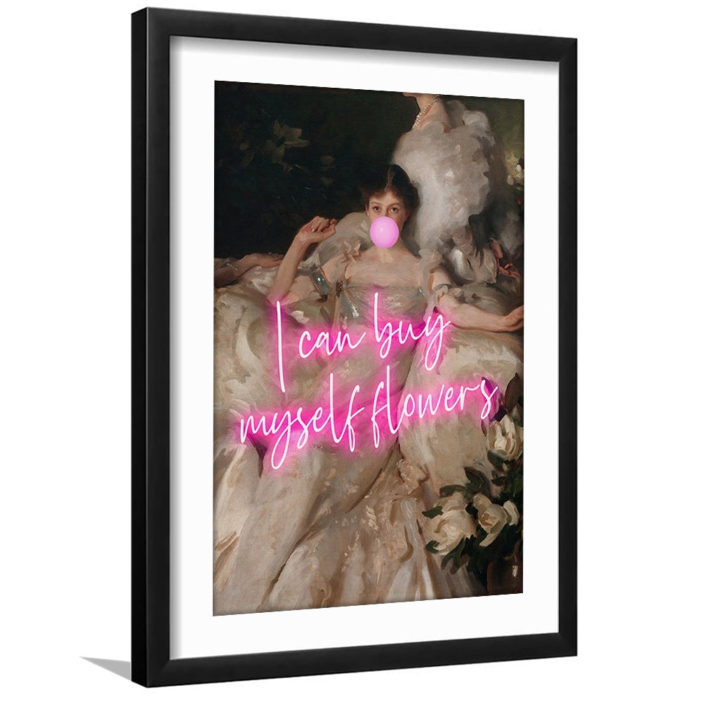 Feminist Altered Wall Art Print, Altered Art,Neon Print, Framed Art Prints White Border Wall Decor